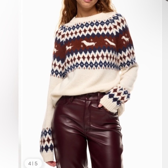 Rachel Antanoff Intarsia Knit Alpaca Wool Hot Dog Fair Isle Sweater NWOT - Picture 2 of 11